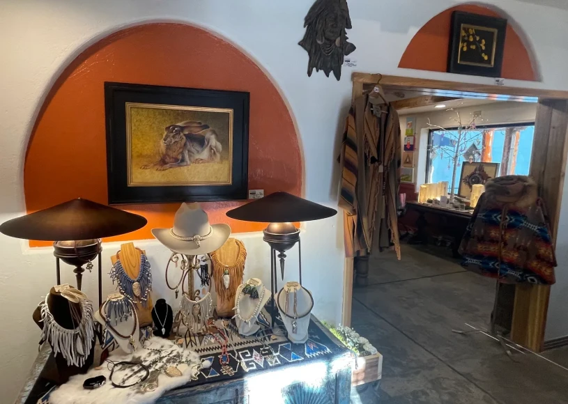 Southwestern-themed shop interior with jewelry